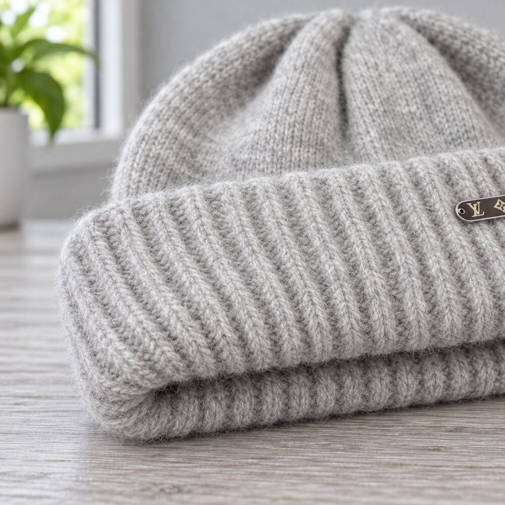 Louis Vuitton Light Gray Ribbed Beanie - Picture 6 of 6